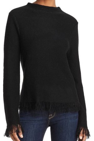 AQUA Cashmere Fringed Cashmere Sweater